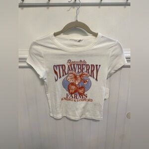 Altar'd State White Strawberry Graphic Tee